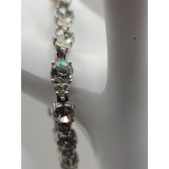 Silver Round CZ Rhinestone ? Tennis Bracelet - Picture 2 of 6